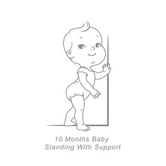 Wall Mural - little baby of 10 month. physical, emotional development milestones in first year. cute little baby 