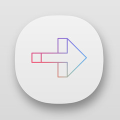 Poster - Right arrow app icon. Forward pointer, right turn. Path indicator. Arrow pointing rightward. Next. Navigation cursor. UI/UX user interface. Web or mobile applications. Vector isolated illustrations