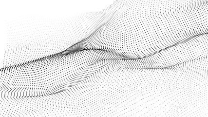 Fototapete - Abstract wave in white background. Wave of particles. Vector illustration.