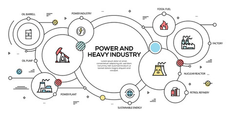 POWER AND HEAVY INDUSTRY VECTOR CONCEPT AND INFOGRAPHIC DESIGN