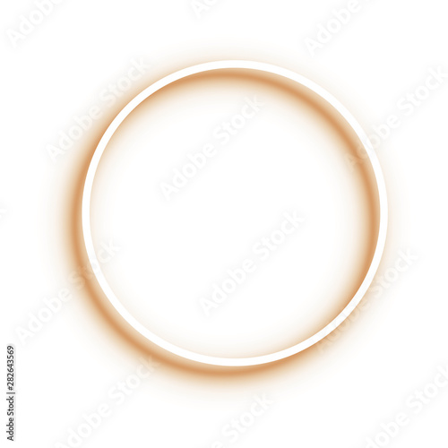 Gold Shiny Glowing Circle Frame Isolated On White Background
