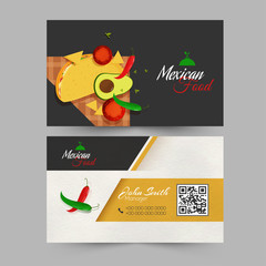 Sticker - Mexican Food business card or visiting card design in front and back view.