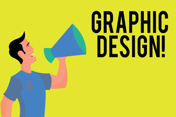 Fototapete - Writing note showing Graphic Design. Business photo showcasing art or skill of combining text and pictures in advertisements.