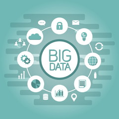Poster - Big data concept surrounded computer files documents on green