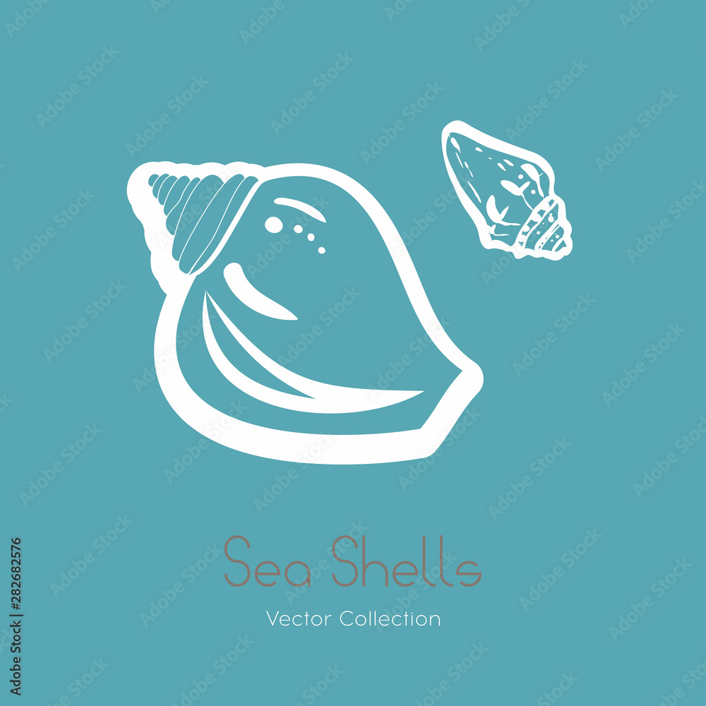 Fossil ammonite nautilus seashell vector logo set. Isolated vector of ...