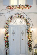 Door Of The House With Christmas Decorations