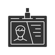 © IMG visuals icons - Identification document, id tag glyph icon. Plastic card with photo silhouette symbol. Negative space businessman personal badge. Company employee accessory. Access pass vector isolated illustration