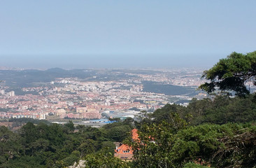 Wall Mural - Aerial view of Sintra town from Pena Palace, Lisbon district, Portugal