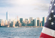 American flag and New York City background