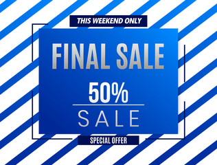 final sale 50% off banner template.Vector blue design