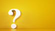 Big white question mark on a yellow background. 3D Rendering
