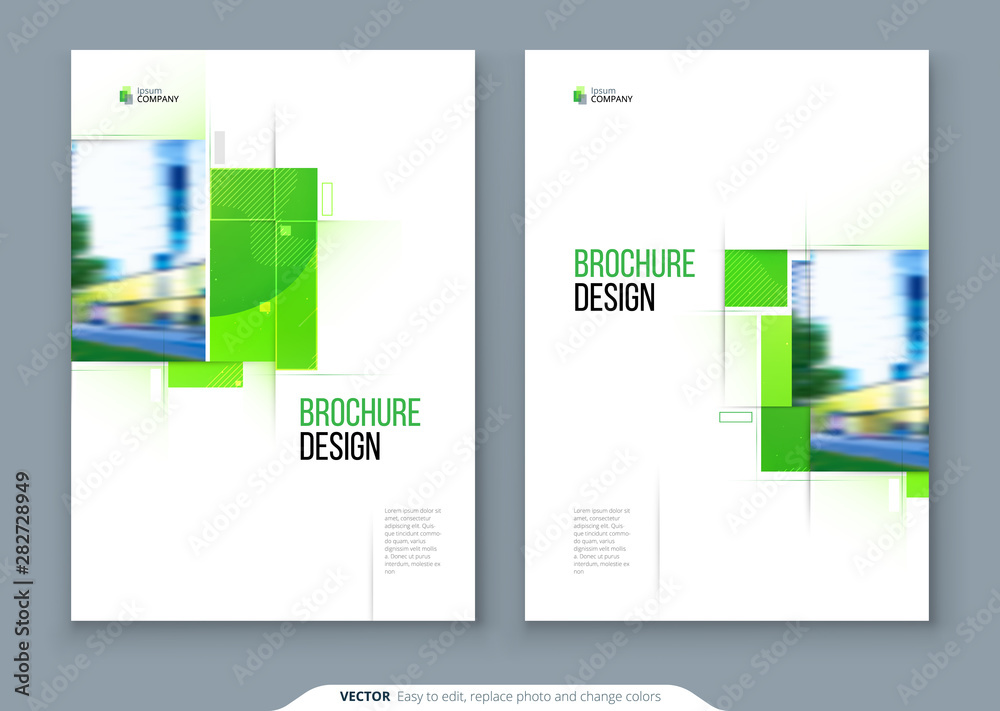 Green Brochure Cover Template Layout Design. Corporate business annual report, catalog, magazine, flyer mockup. Creative modern bright eco concept with square shape