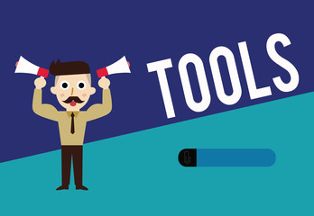 Poster - Writing note showing Tools. Business photo showcasing device implement like held and used carry out particular function.