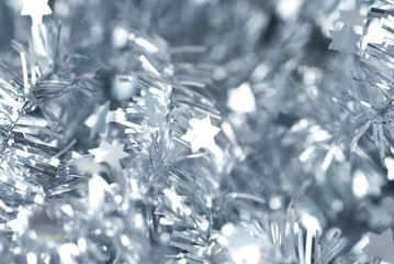 Closeup photo of abstract silver defocused stars