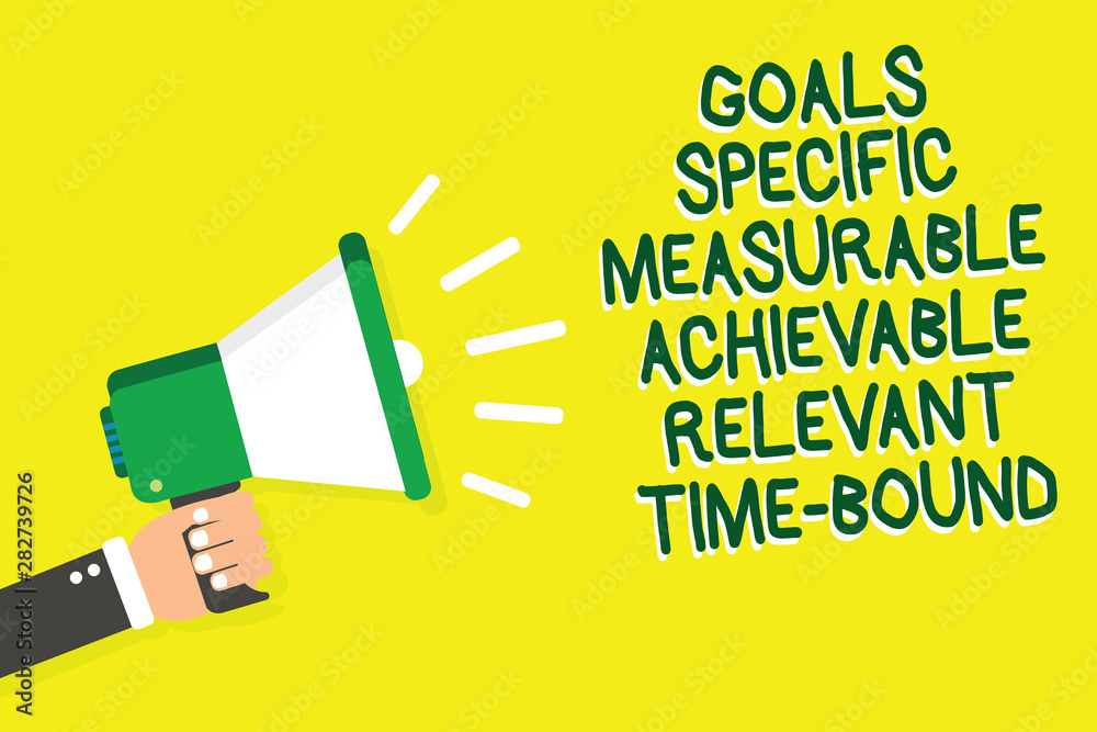 Writing note showing Goals Specific Measurable Achievable Relevant Time ...