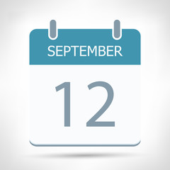 Wall Mural - September 12 - Calendar Icon - Calendar flat design template - Business vector illustration.