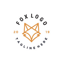 Fox Head Outline Vector Icon Logo Illustration Design