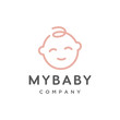 cute baby face outline vector logo design