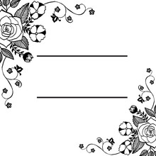 Invitation Cards, Greeting Cards, With Design Crowd Flower, Black White Frame. Vector