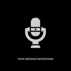 Wall Mural - white voice message microphone button vector icon on black background. modern flat voice message microphone button from ui concept vector sign symbol can be use for web, mobile and logo.