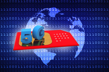 Poster - 3d render 5G sim card