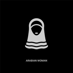 Sticker - white arabian woman vector icon on black background. modern flat arabian woman from other concept vector sign symbol can be use for web, mobile and logo.