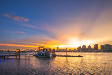 sunset at Dadaocheng Pier in Taipei, Taiwan