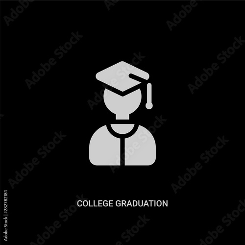 White College Graduation Vector Icon On Black Background Modern Flat College Graduation From Education Concept Vector Sign Symbol Can Be Use For Web Mobile And Logo Buy This Stock Vector And