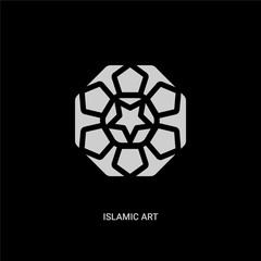 Sticker - white islamic art vector icon on black background. modern flat islamic art from art concept vector sign symbol can be use for web, mobile and logo.