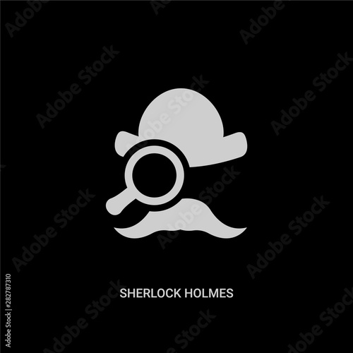 Fotografía white sherlock holmes vector icon on black background