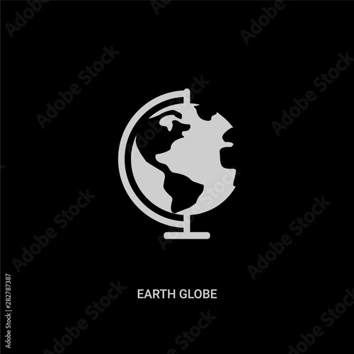 White Earth Globe Vector Icon On Black Background Modern Flat