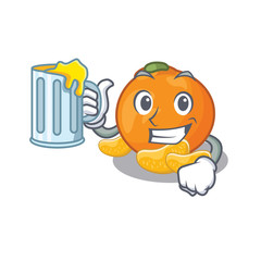 Poster - With juice tangerine with in the mascot shape