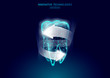 © LuckyStep - Low poly tooth protection medical concept. Whitening toothpaste enamel reconstruction healthcare. Polygonal healthy dentistry procedure glowing arrow around tooth vector illustration