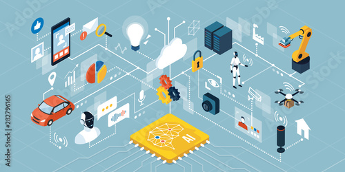 Leinwand Poster  AI, automation and smart devices