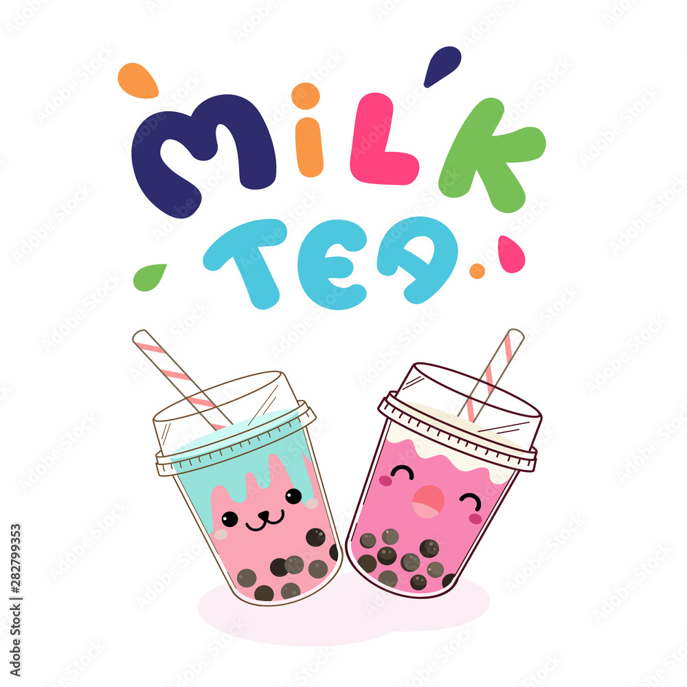 Milk tea logo Stock Vector | Adobe Stock, image size:1000x1000
