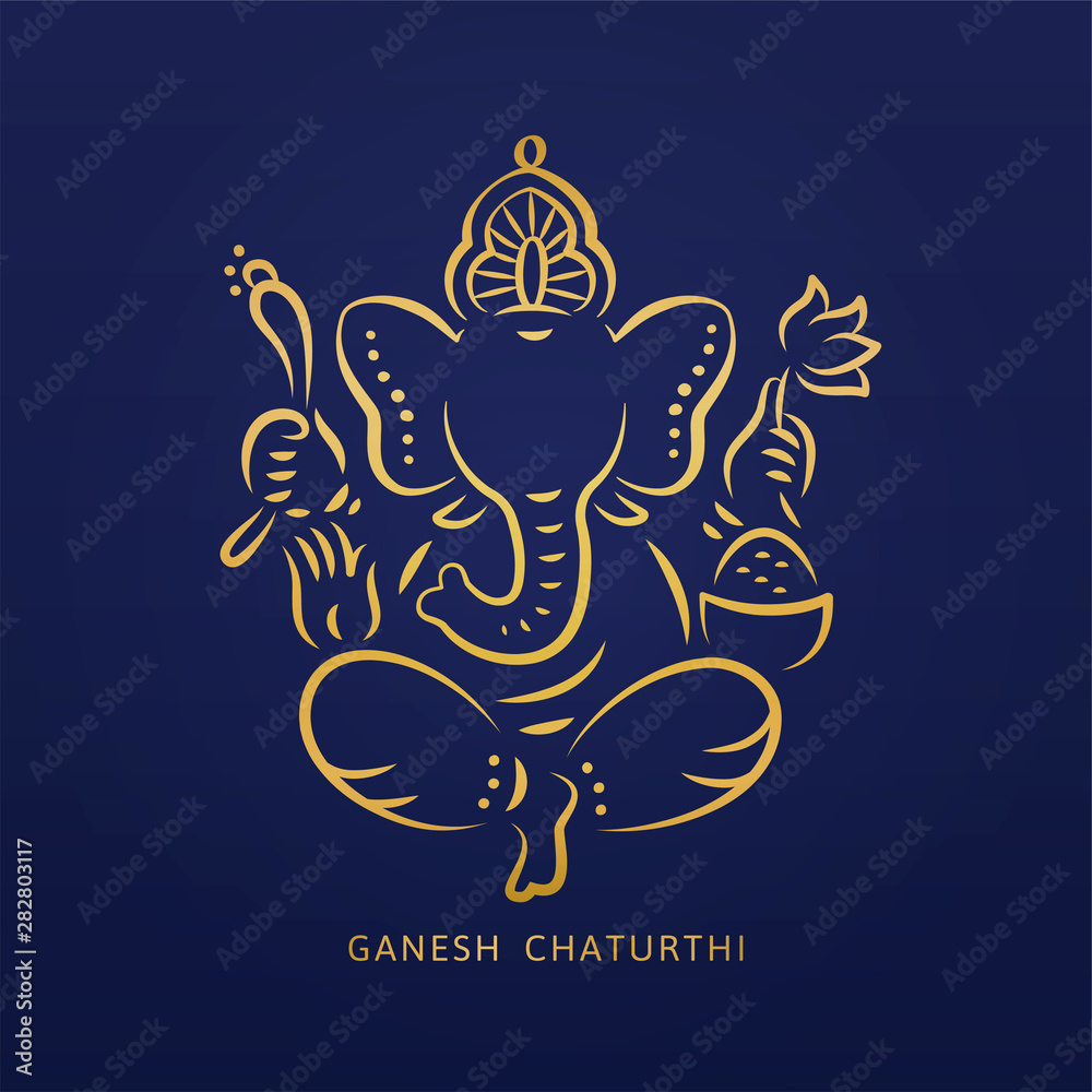 Ganesh chaturthi design - obrazy, fototapety, plakaty 