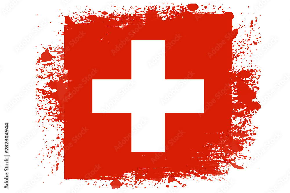 Malowana flaga Szwajcarii - obrazy, fototapety, plakaty 
