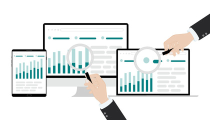 Fototapete - Vector illustration of Data analysis business information research solution concept with 