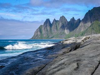 Wall Mural - The Fjords Of Norway. Rocky coast. Sunny day