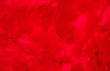  Bright abstract texture paint on canvas, red color on a background of strokes.