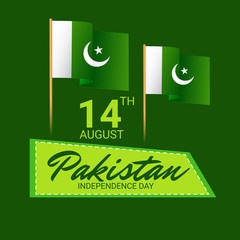 Wall Mural - Vector illustration of a Background for Pakistan Independence Day.