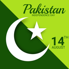 Sticker - Vector illustration of a Background for Pakistan Independence Day.