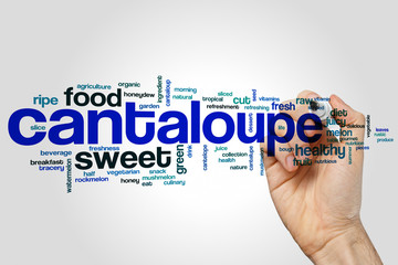 Poster - Cantaloupe word cloud concept on grey background