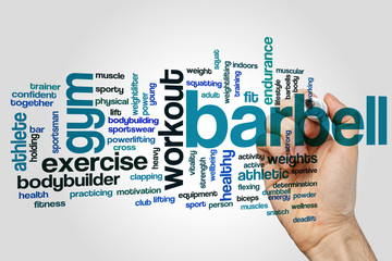 Wall Mural - Barbell word cloud concept on grey background