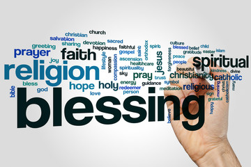 Blessing word cloud concept on grey background