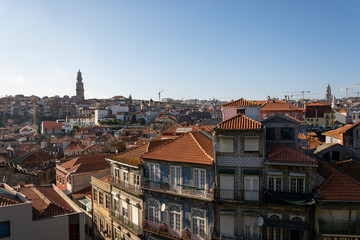 View of Porto city, with old building and Clérigos tower