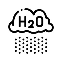 Sticker - Raining Cloud H2O Rain Vector Thin Line Sign Icon. Rain, Eco Nature Water Treatment Linear Pictogram. Recycling Environmental Ecosystem Plumbing Industry Monochrome Contour Illustration