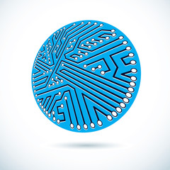 Poster - Vector abstract technology illustration with circular circuit board. High tech digital scheme of electronic device.