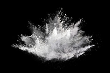 Wall Mural - white powder explosion on black background. colored cloud. colorful dust explode. paint holi.