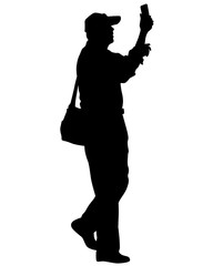 Wall Mural - Man with a photo camera on white background